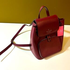 NEW WITH TAGS: Kate Spade Burgundy Pebbled Leather Backpack